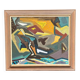 Huile sur panneau originale suédoise – “Komposition” par Rune Pettersson – Vintage – 54 × 66 cm (environ 21" × 26")