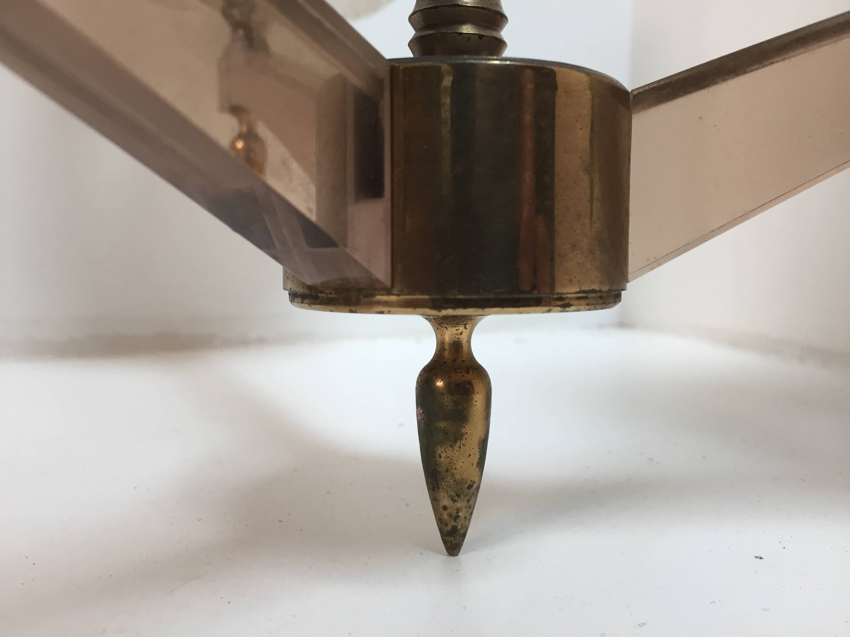 Perspex, brass and plexiglass chandelier from the 1960s