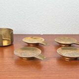 Stackable Austrian brass ashtrays in mid-century style, 1960, set of 5.