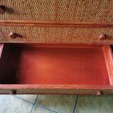 Vintage chest of drawers in rattan and bamboo