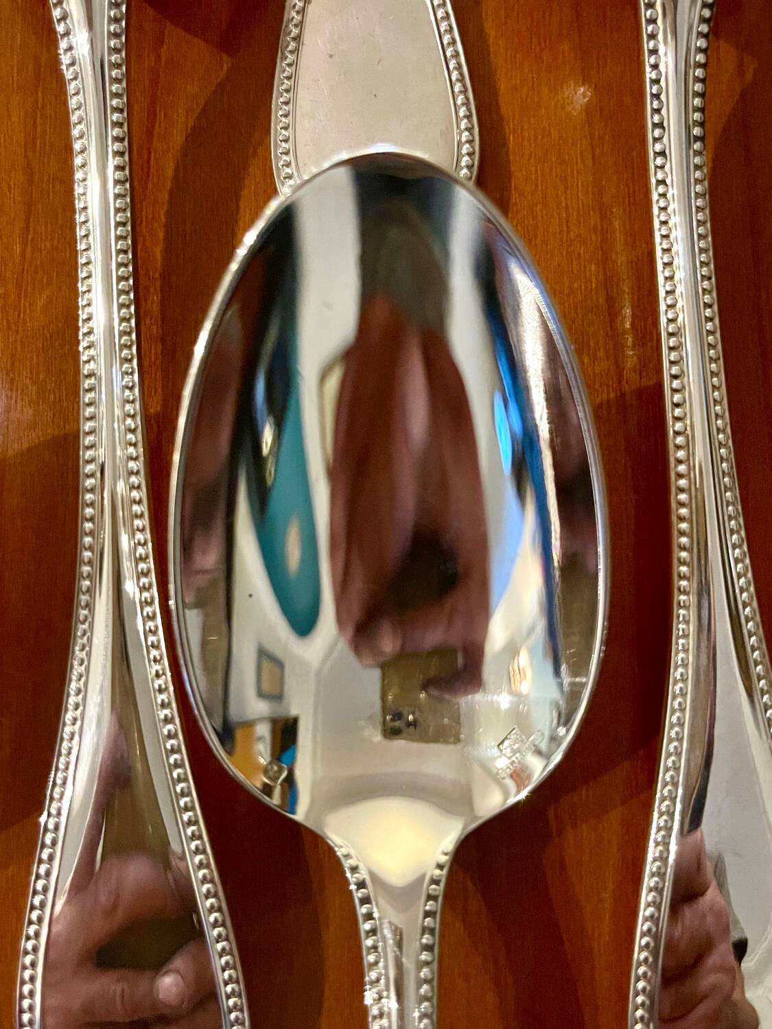 Christofle perles 12 table spoons near new condition 20.5 cm
