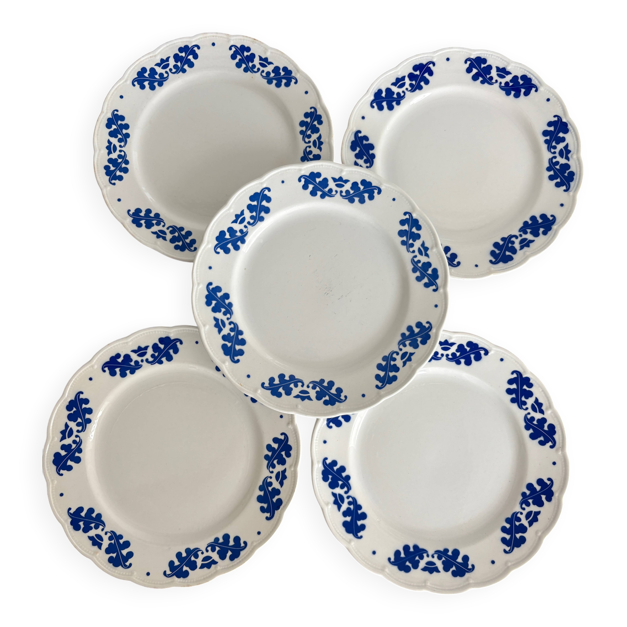 Set of 5 boch la louvière dinner plates
