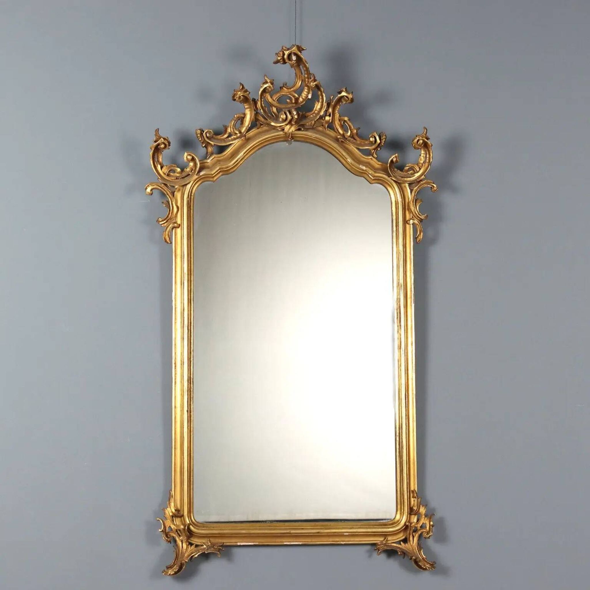 Antique gilded mirror in carved wood, Italy, 20th century