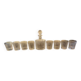 Lalique whisky set comprising its carafe with stopper and 8 "femme a l'antique" glasses