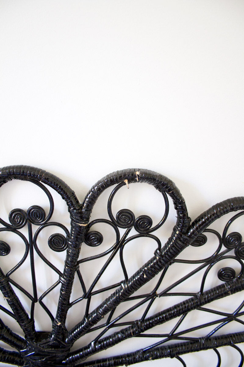 Black peacock rattan headboard
