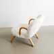 DANISH "CLAM CHAIR" BY ARNOLD MADSEN IN WHITE SHEEPSKIN, 1940s