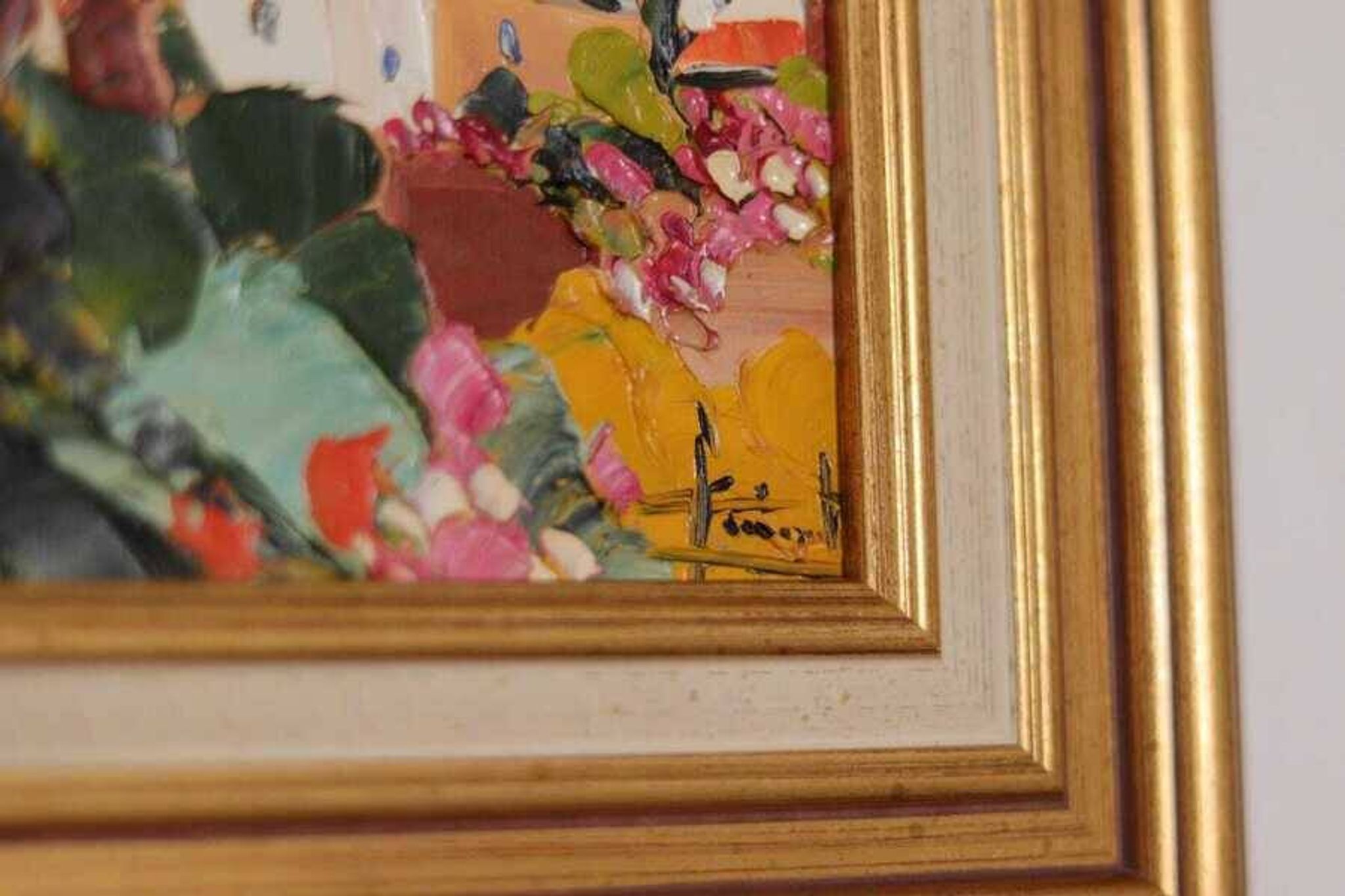 Original French oil on canvas – “Saint‑Paul‑de‑Vence” by Guinet C – vintage & framed – 28 × 23 cm