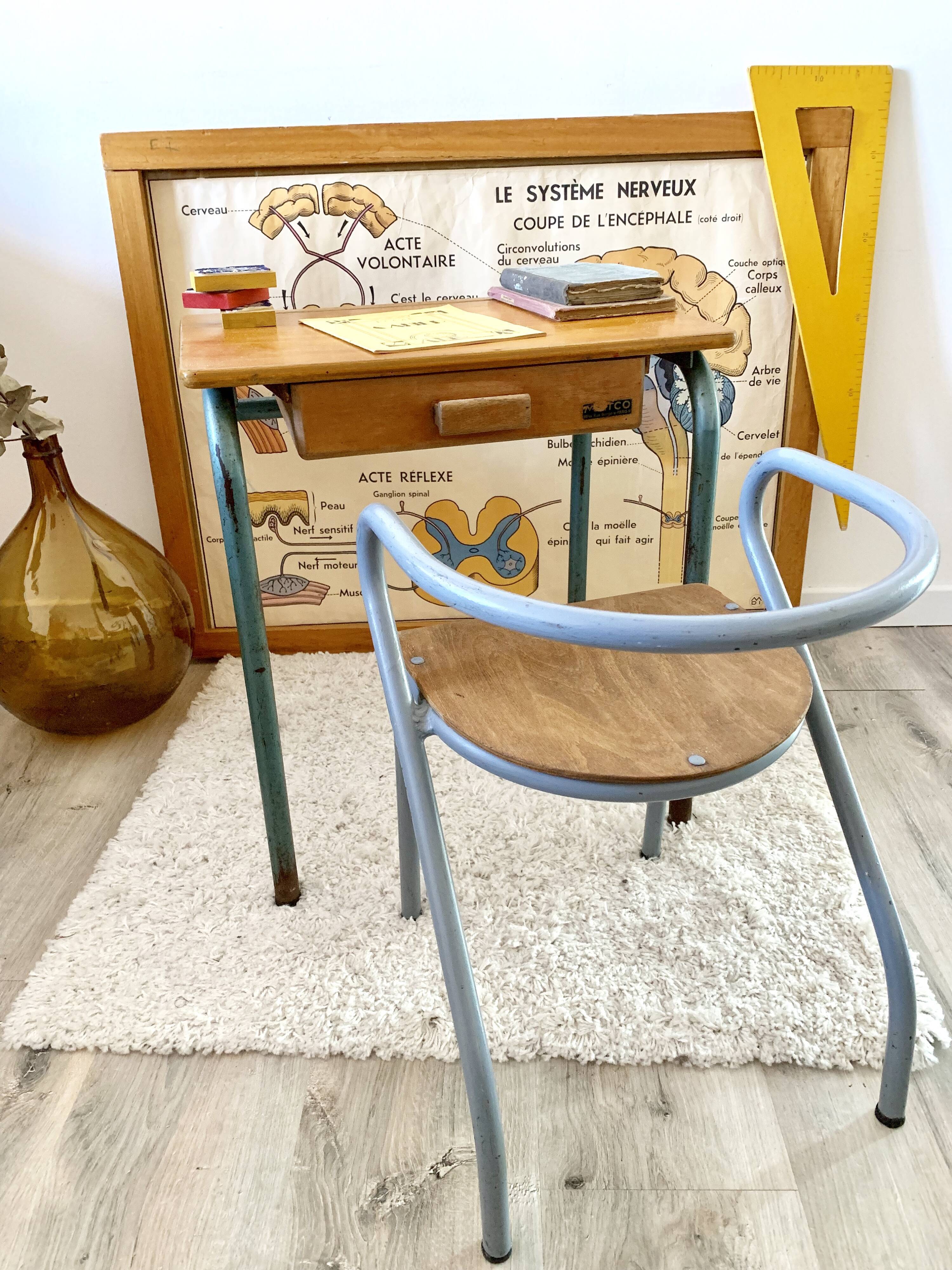 Chair of schoolboy and his desk bu Jacques Hitier