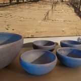 Set of 9 ceramics 60, 70'S, Jean Pierre Gasnier, Salad bowl and cups