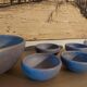 Set of 9 ceramics 60, 70'S, Jean Pierre Gasnier, Salad bowl and cups