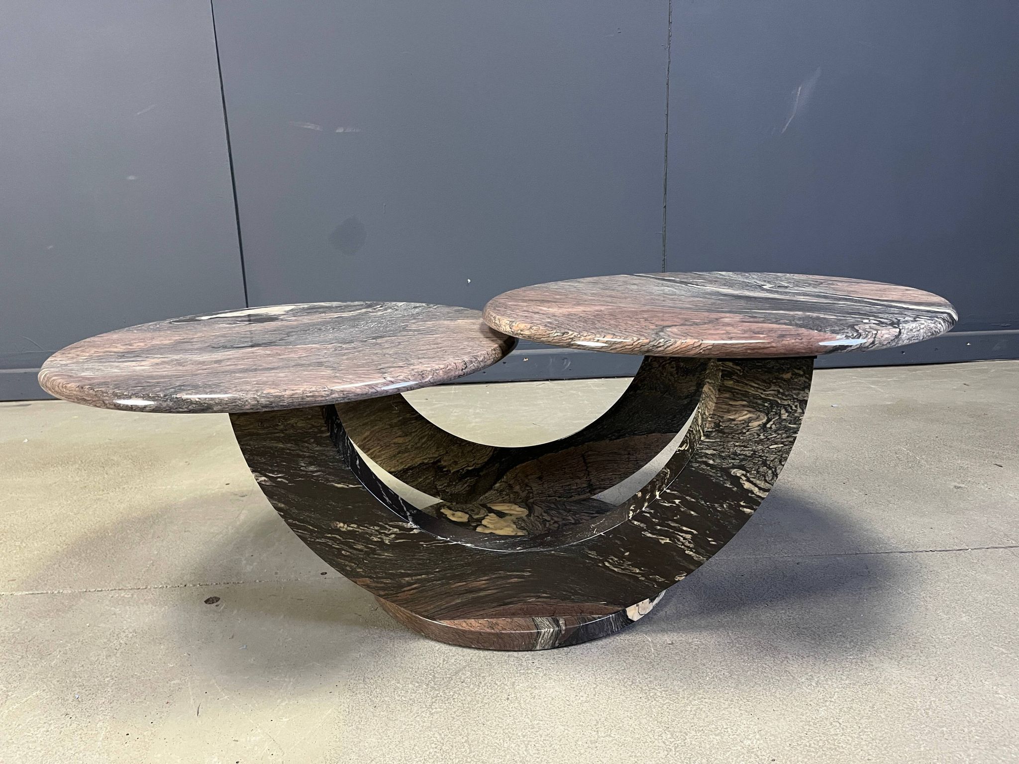 Table basse en marbre vintage à deux niveaux, années 1970