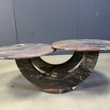 Vintage two tier marble coffee table, 1970s