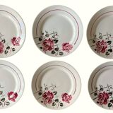 6 antique dessert plates in faience from badonviller