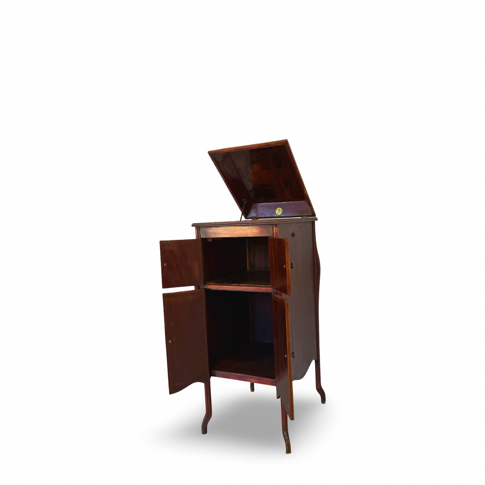 Italian floor-model upright phonograph cabinet, 1900s