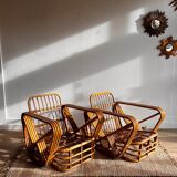 Bamboo rattan fauteuil Lounge chairs Paul Frankl style