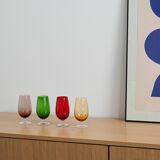 Set of colourful glasses, Italian design, 1970s, made in Italy