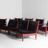 XL set of 8 mid-century lounge chairs, Belgium 1960s