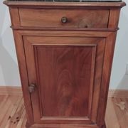 Ancienne table de chevet style Louis Philippe en bois et marbre