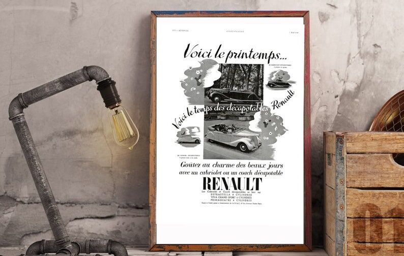Vintage poster 30s Renault Automobiles