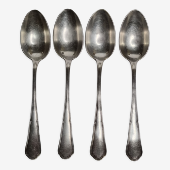 Set of 4 silver metal spoons, 14.5 cm