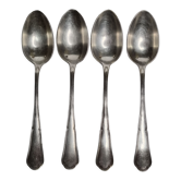 Set of 4 silver metal spoons, 14.5 cm