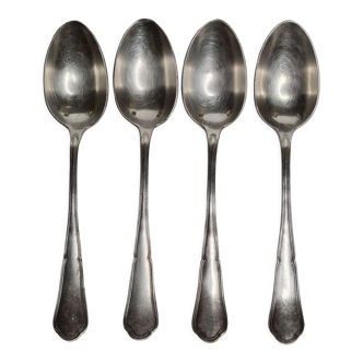 Set of 4 silver metal spoons, 14.5 cm