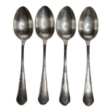 Set of 4 silver metal spoons, 14.5 cm