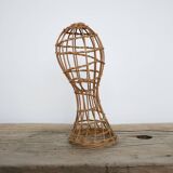 Vintage rattan hat rack