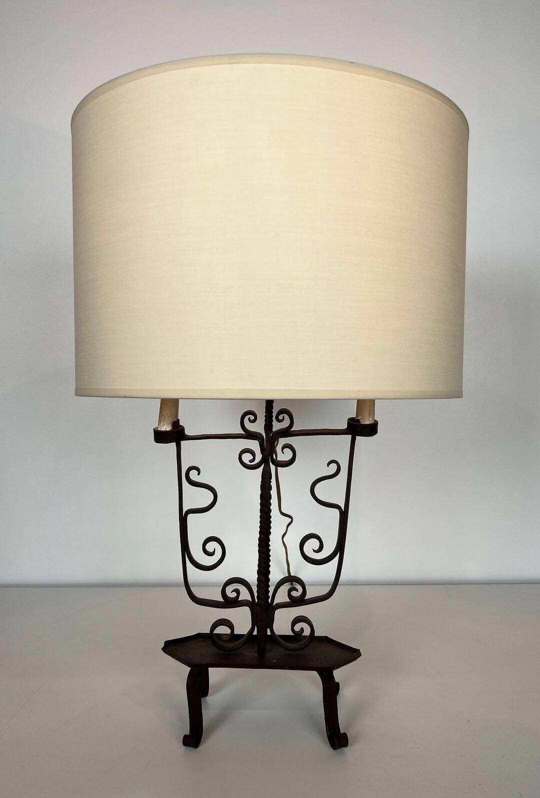 Wrought Iron Candelabrum with Six Lights, French Work, circa 1950