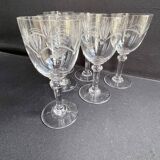 6 White wine or port glasses in blown, cut and engraved crystal