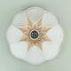 Plafonnier ou applique murale vintage en céramique en forme de fleur blanc gris rose années 80