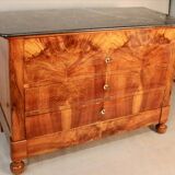 Restoration period commode with walnut burl, marble top.