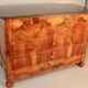 Restoration period commode with walnut burl, marble top.