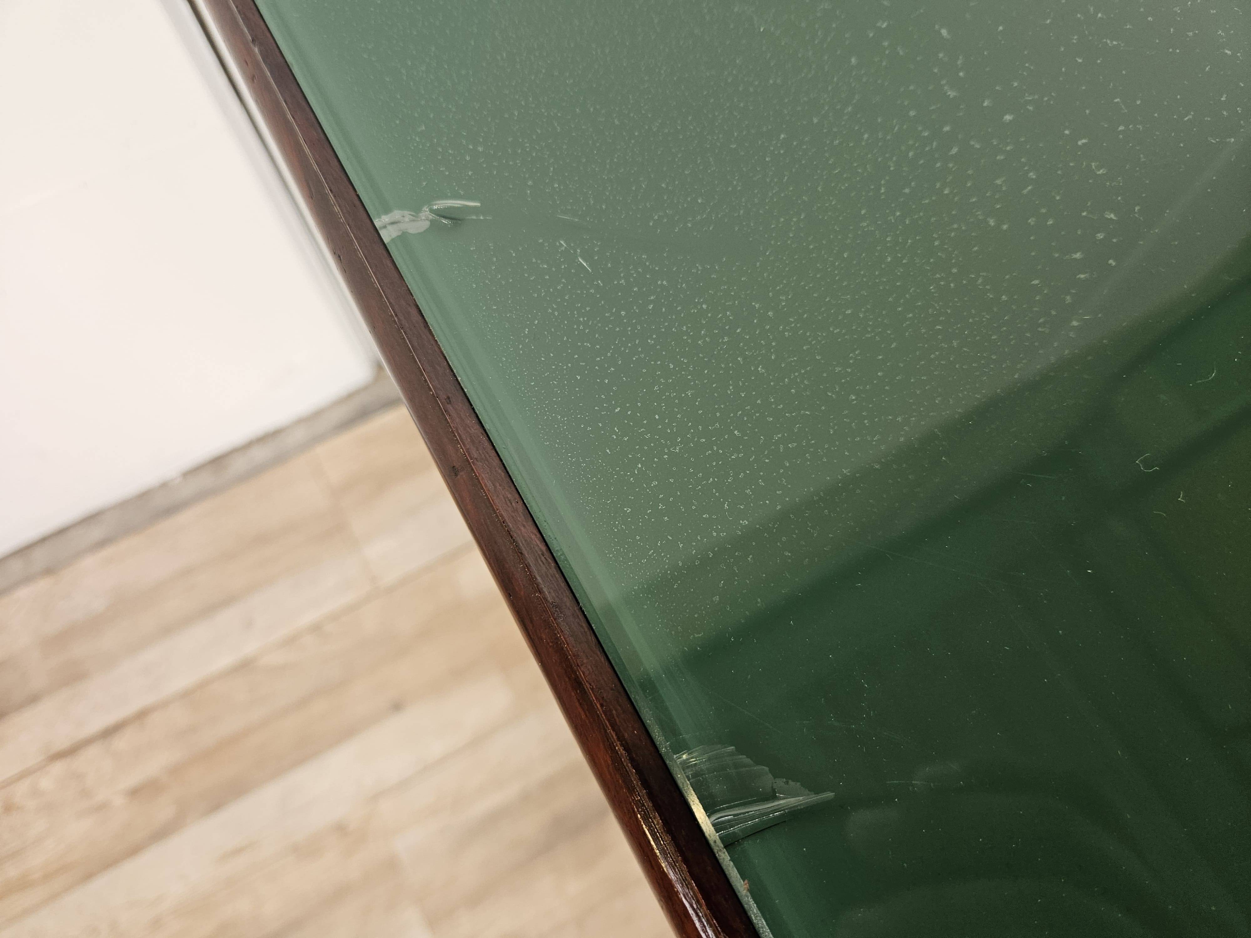 Executive Art Decò desk in exotic wood, glass, and brass