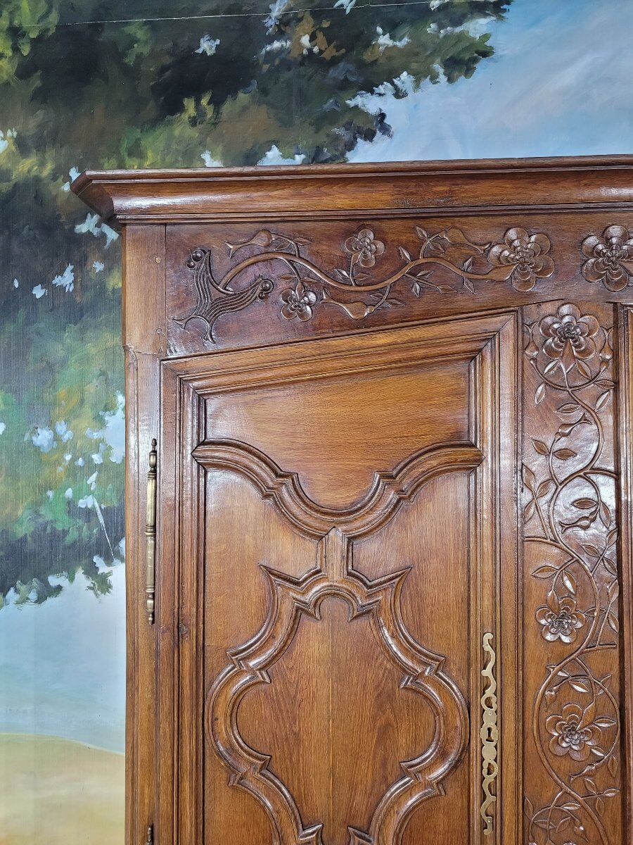 Louis XV carved oak wardrobe