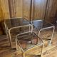 Set of 3 square nesting tables 1970 brown smoked glass