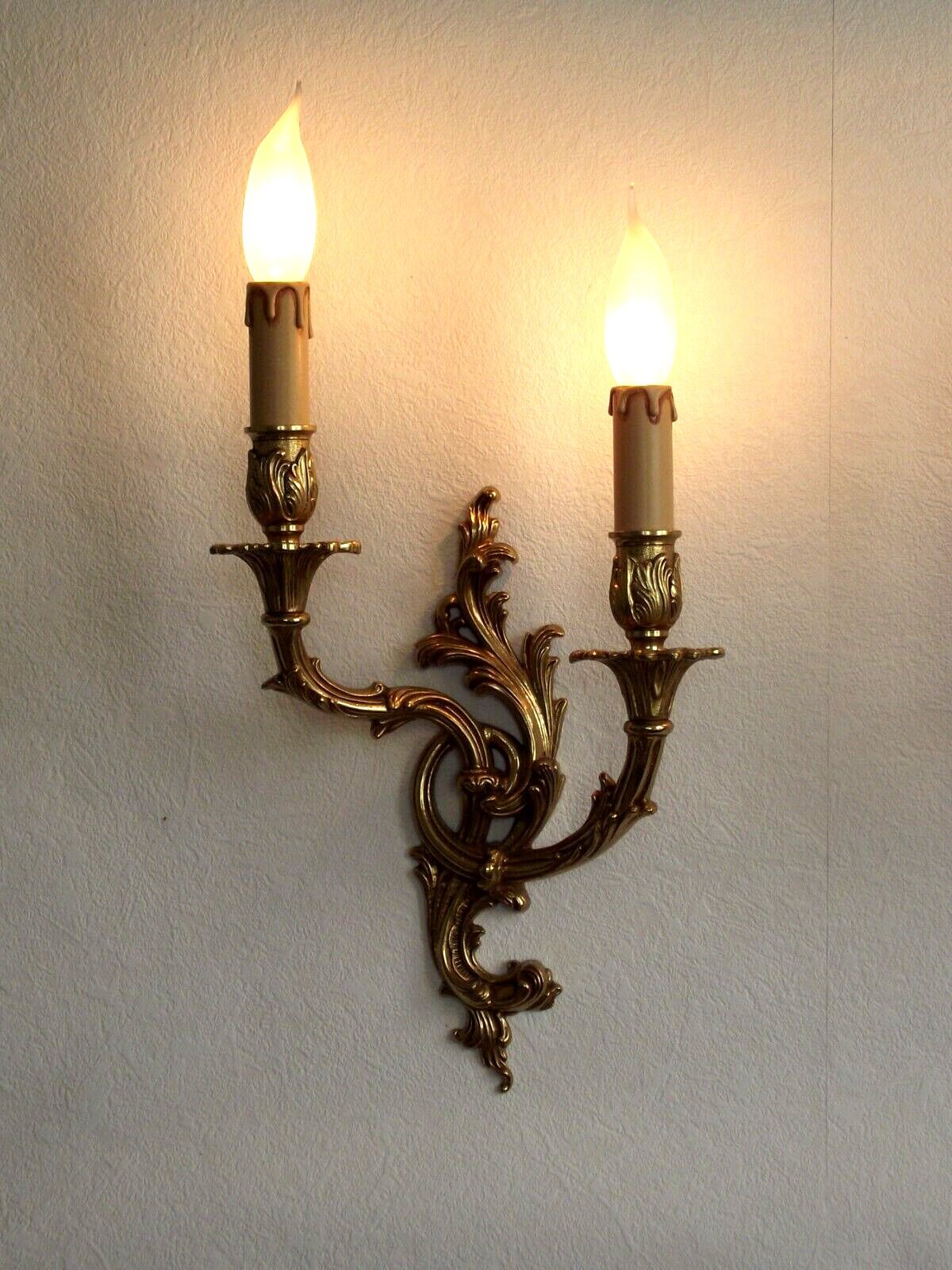 Pair of bronze double wall lights