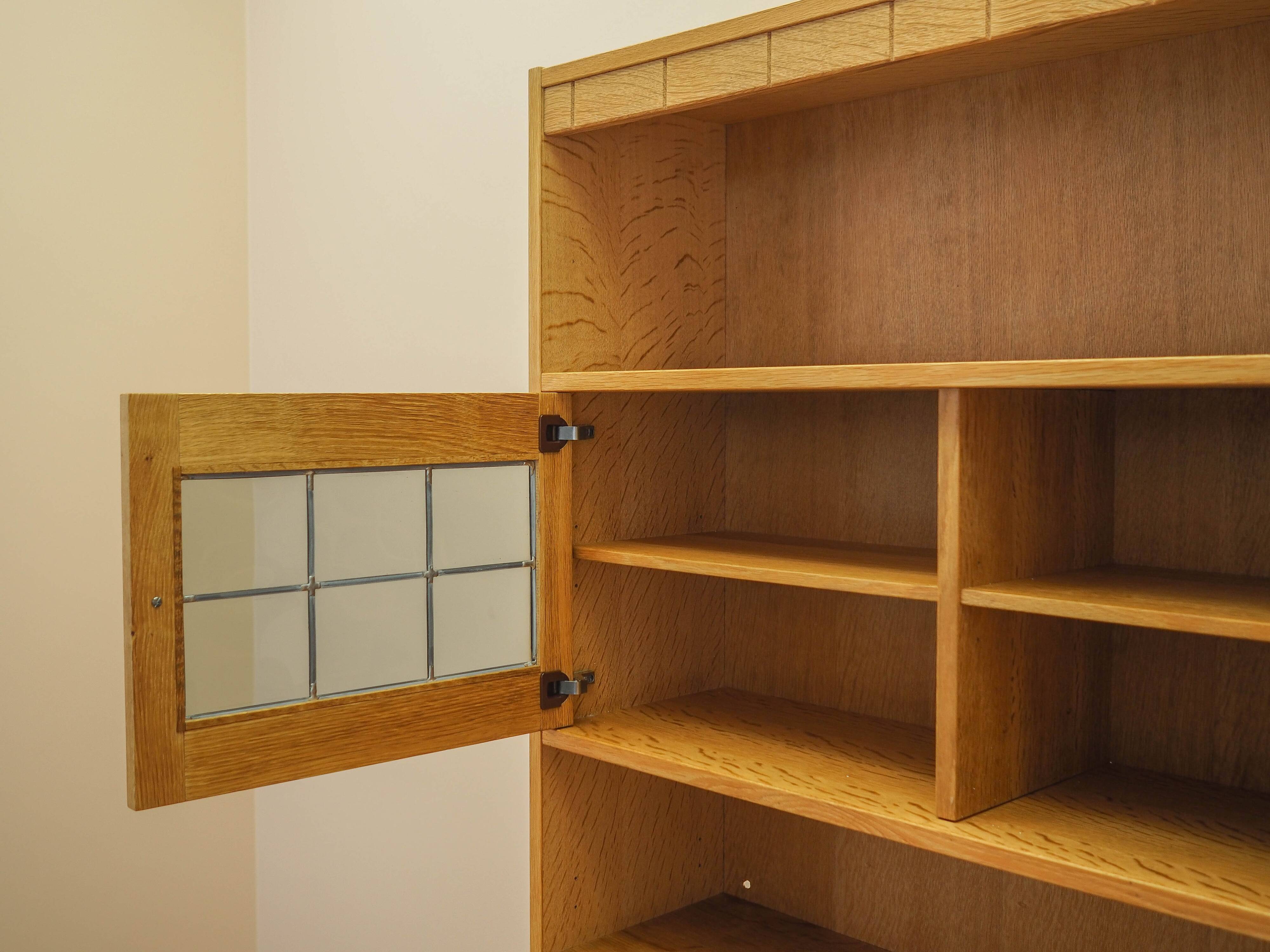 Henning Kjærnulf Oak Bookcase with Glass Doors, Danish 1960s