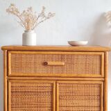 Vintage rattan sideboard from the 1970s.
