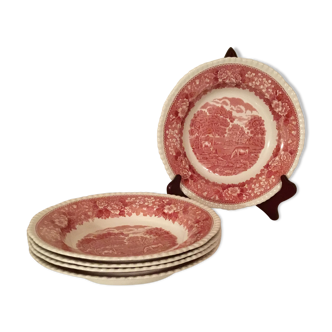 Series of 5 English porcelain soup plates