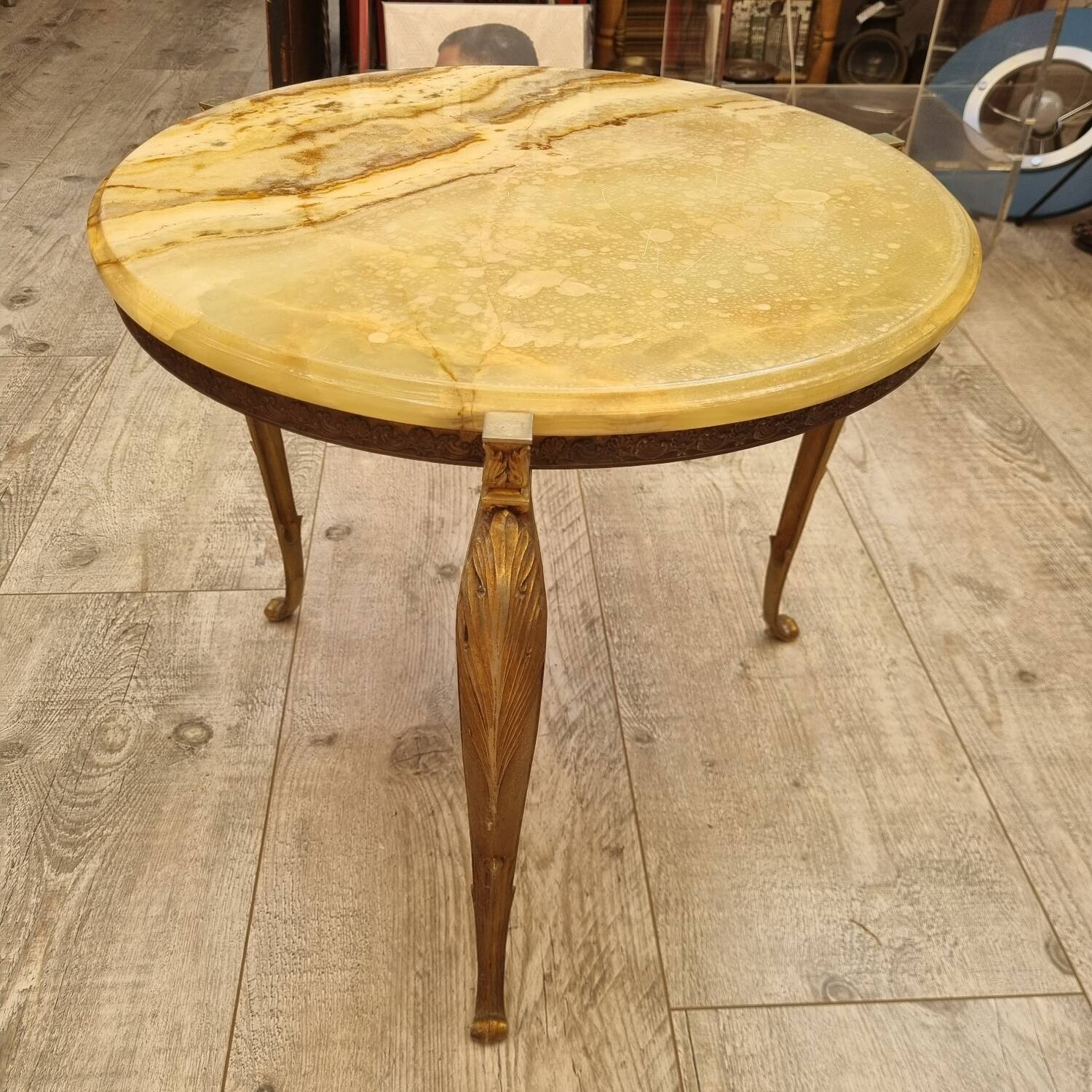 Bronze and marble side table