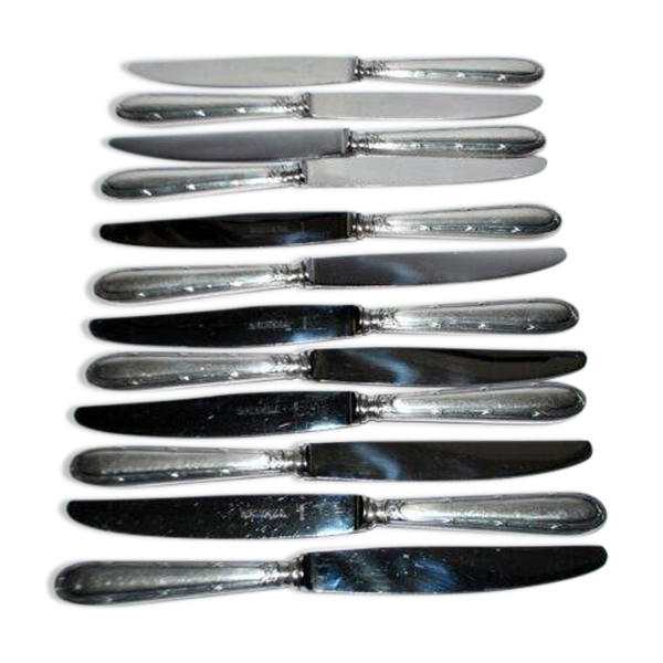 Lot de 12 couteaux de table Reneka rubans croisés nœuds en métal argenté