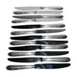 RENEKA Lot of 12 table knives with crossed ribbons and silver-plated metal, 24.5cm