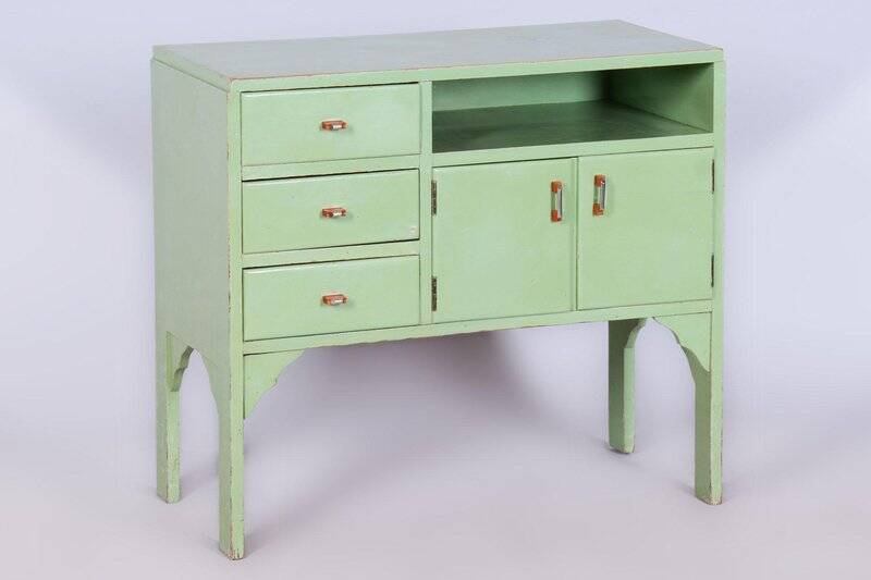 Art Deco Small Cabinet in Spruce & Paint, Czech, 1920s