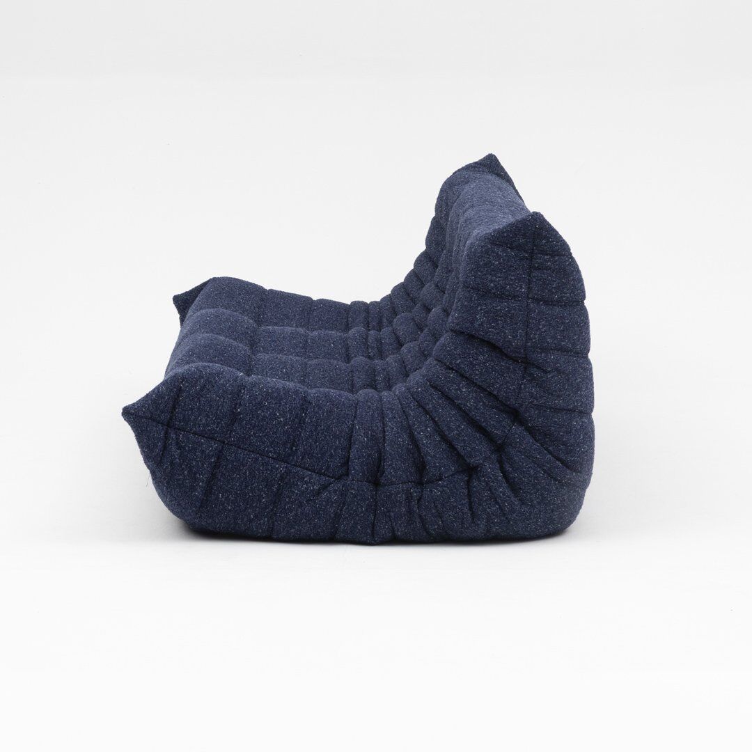 Togo three-seater sofa in dark blue boucle by Michel Ducaroy for Ligne Roset