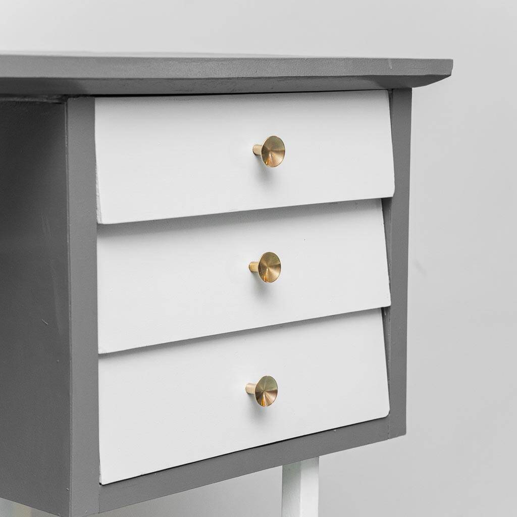 Vintage desk with drawers and metal legs 1970s modernism