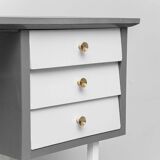 Vintage desk with drawers and metal legs 1970s modernism