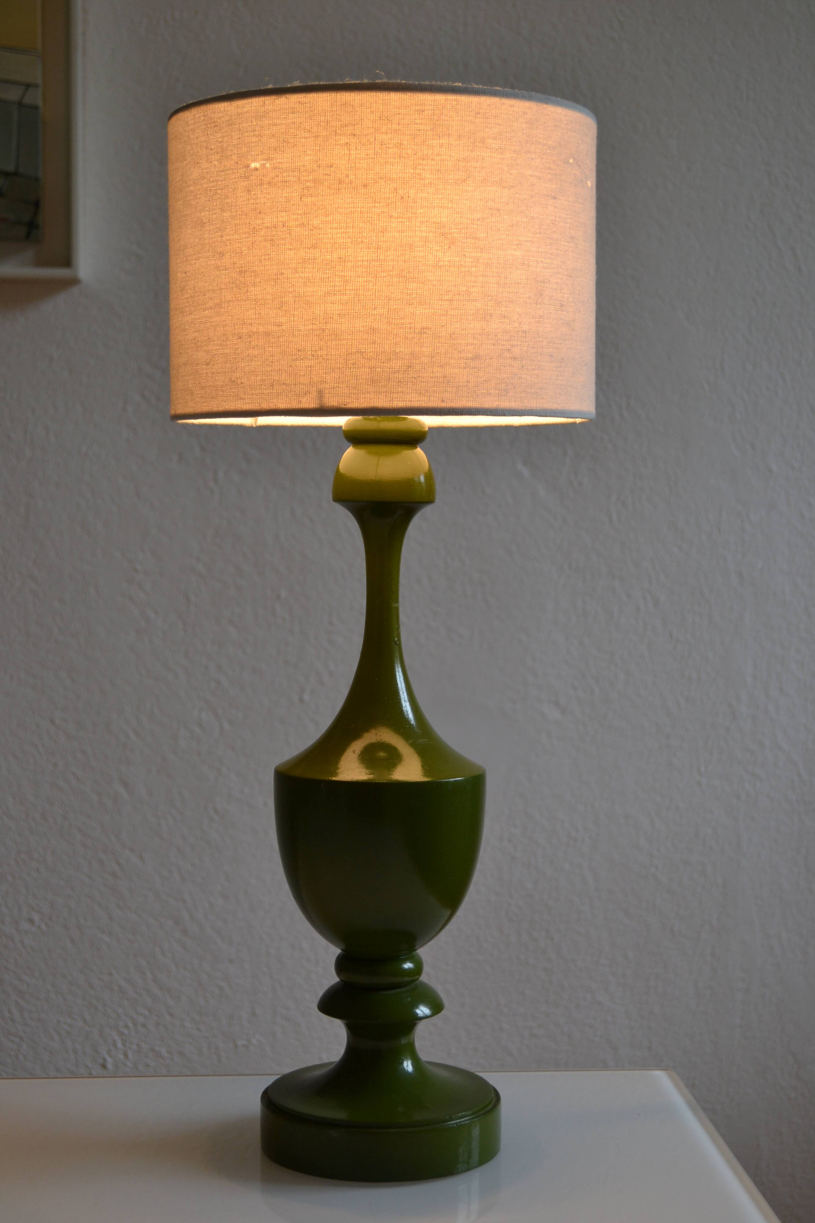 Vintage olive green lamp base circa 1970