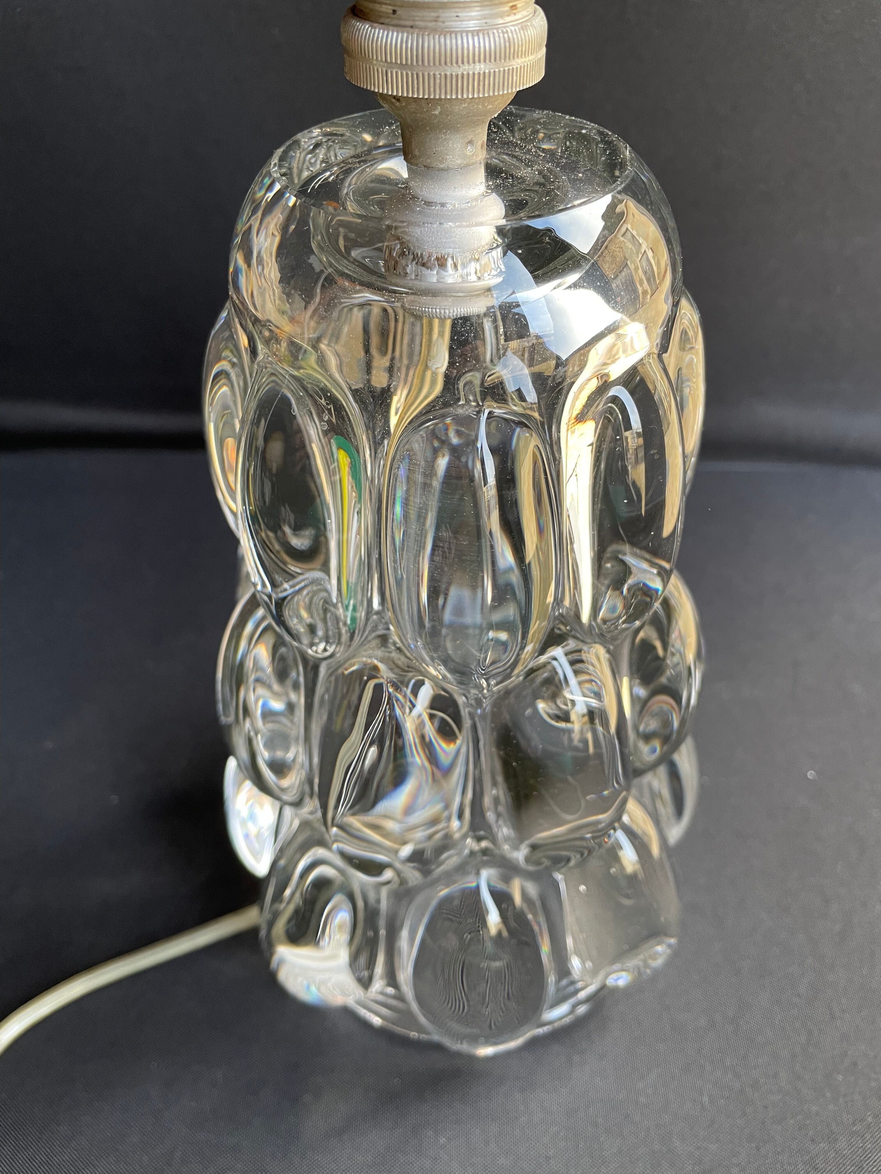 Schneider Glassworks - Important Lamp Foot - Molded Crystal - Conical with Godrons