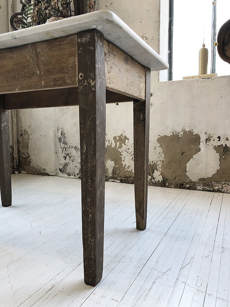 Oak and marble farm table